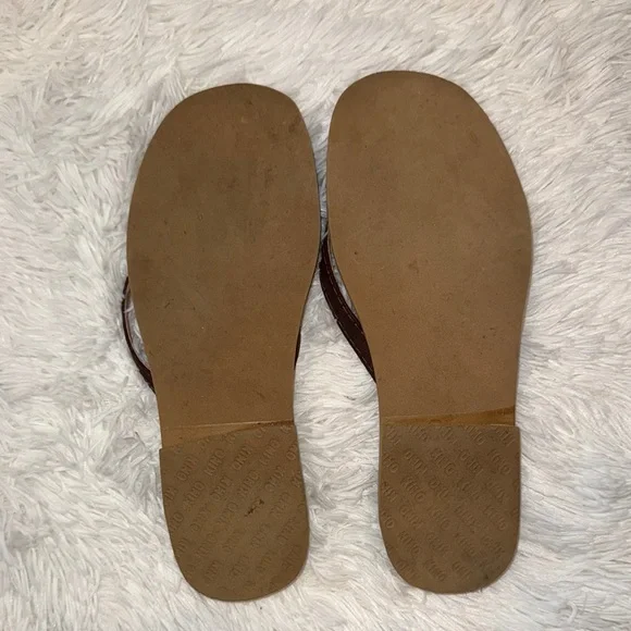 Key West Kino Chocolate Brown Leather Sandals Flip Flops - 7 - Picture 3 of 4